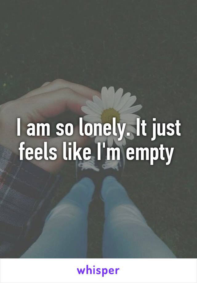 I am so lonely. It just feels like I'm empty 