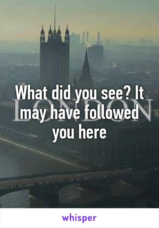 What did you see? It may have followed you here