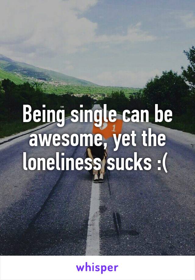 Being single can be awesome, yet the loneliness sucks :( 