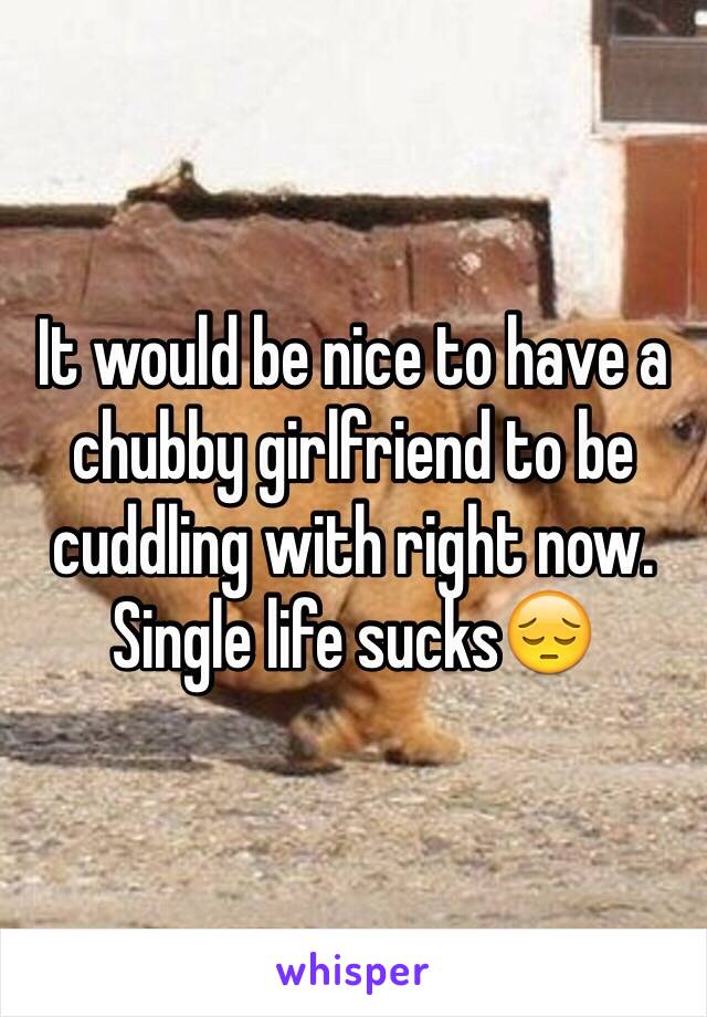 It would be nice to have a chubby girlfriend to be cuddling with right now. 
Single life sucks😔