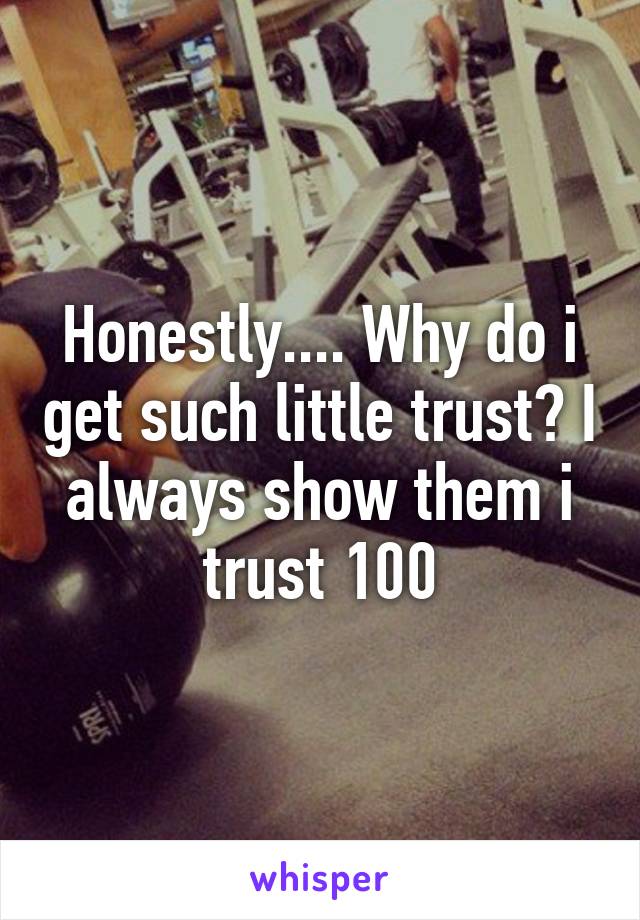 Honestly.... Why do i get such little trust? I always show them i trust 100