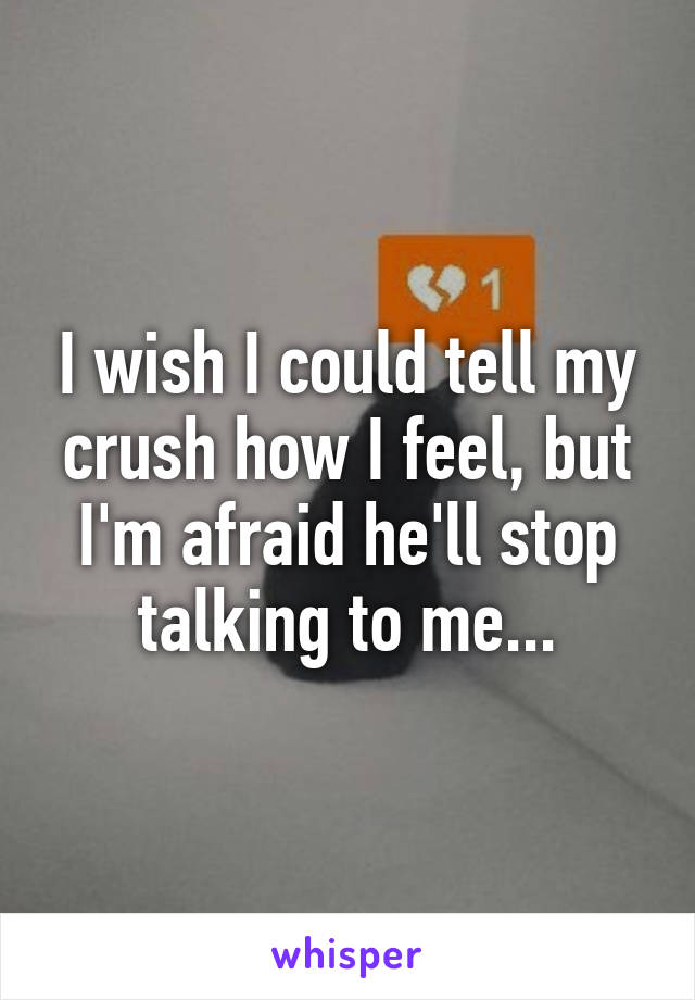 I wish I could tell my crush how I feel, but I'm afraid he'll stop talking to me...