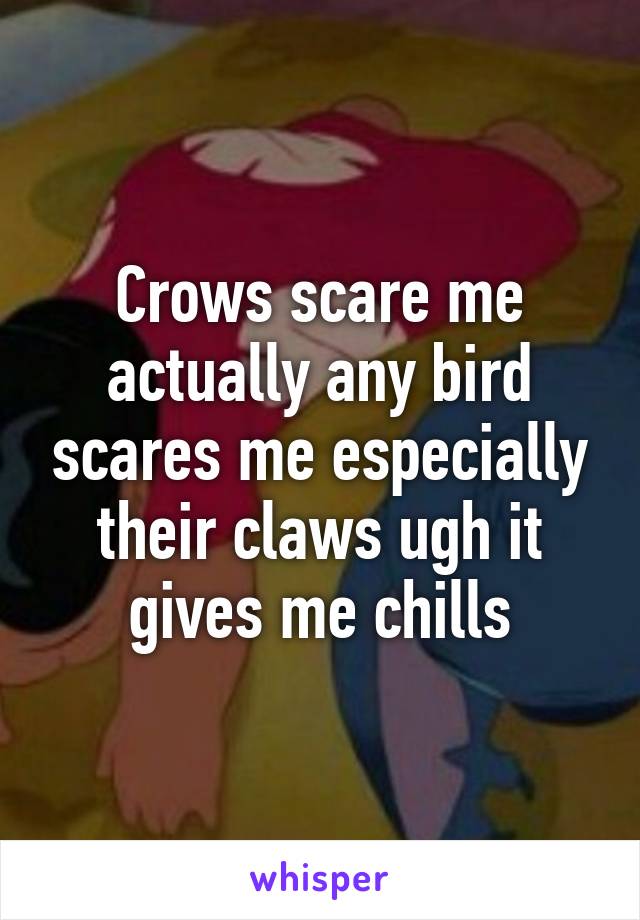 Crows scare me actually any bird scares me especially their claws ugh it gives me chills