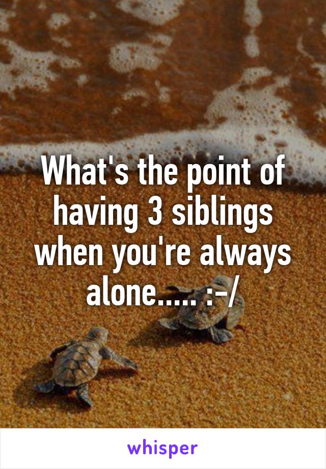 What's the point of having 3 siblings when you're always alone..... :-/