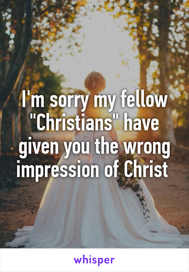 I'm sorry my fellow "Christians" have given you the wrong impression of Christ 