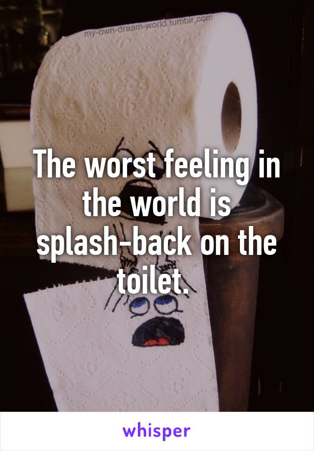 The worst feeling in the world is splash-back on the toilet. 