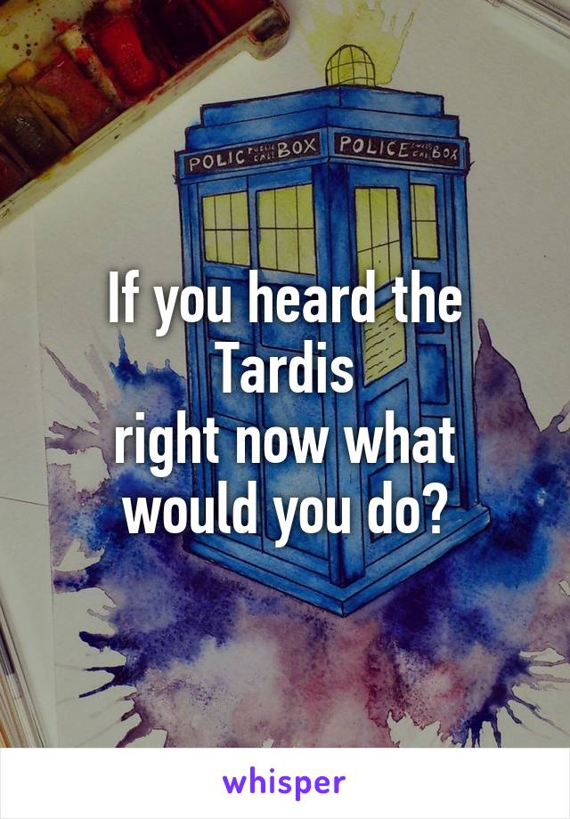 If you heard the
Tardis
right now what
would you do?