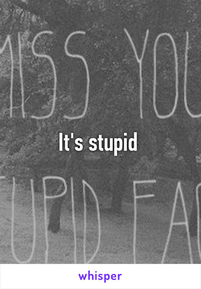 It's stupid 