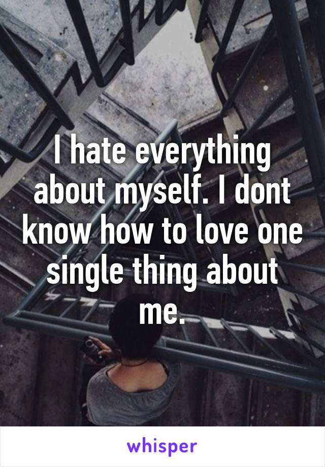 I hate everything about myself. I dont know how to love one single thing about me.