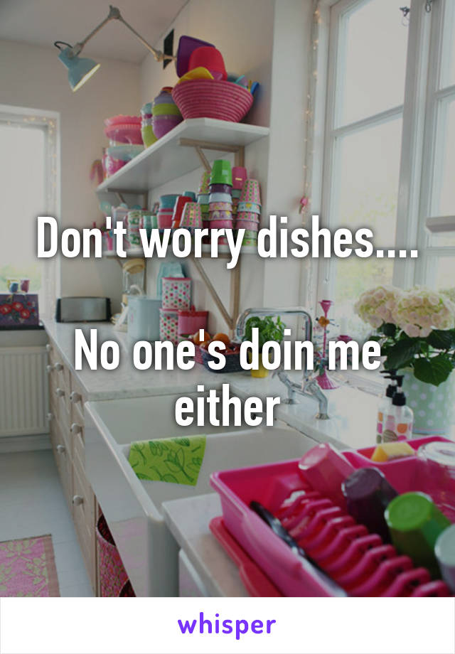 Don't worry dishes....

No one's doin me either