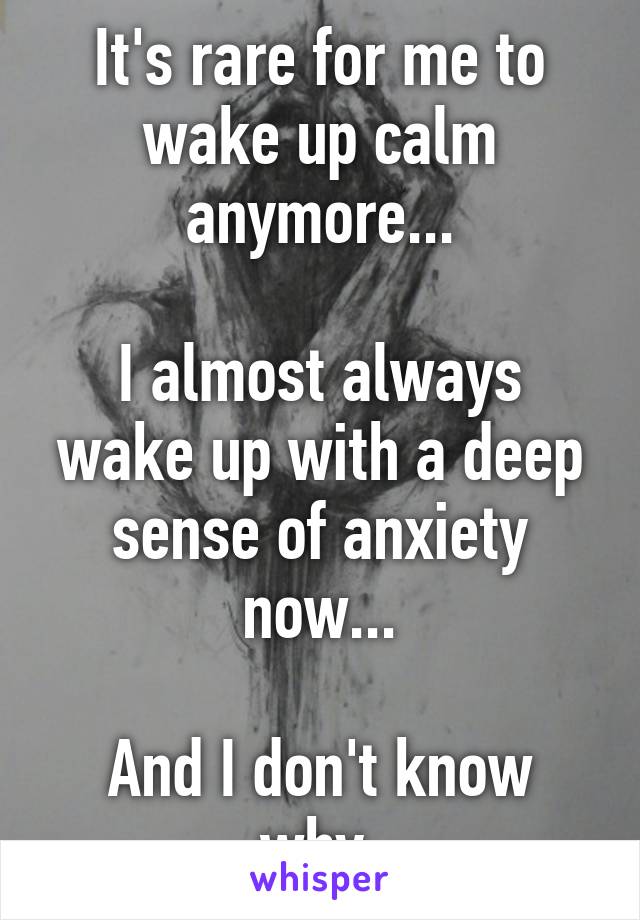 It's rare for me to wake up calm anymore...

I almost always wake up with a deep sense of anxiety now...

And I don't know why.