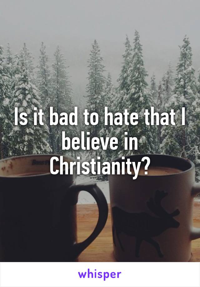 Is it bad to hate that I believe in Christianity?