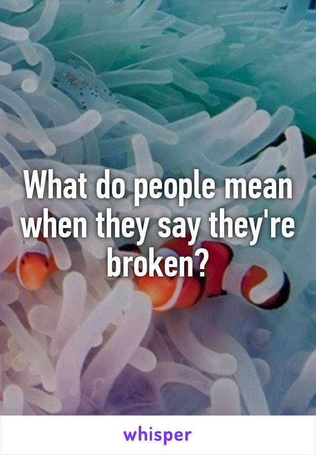 What do people mean when they say they're broken?