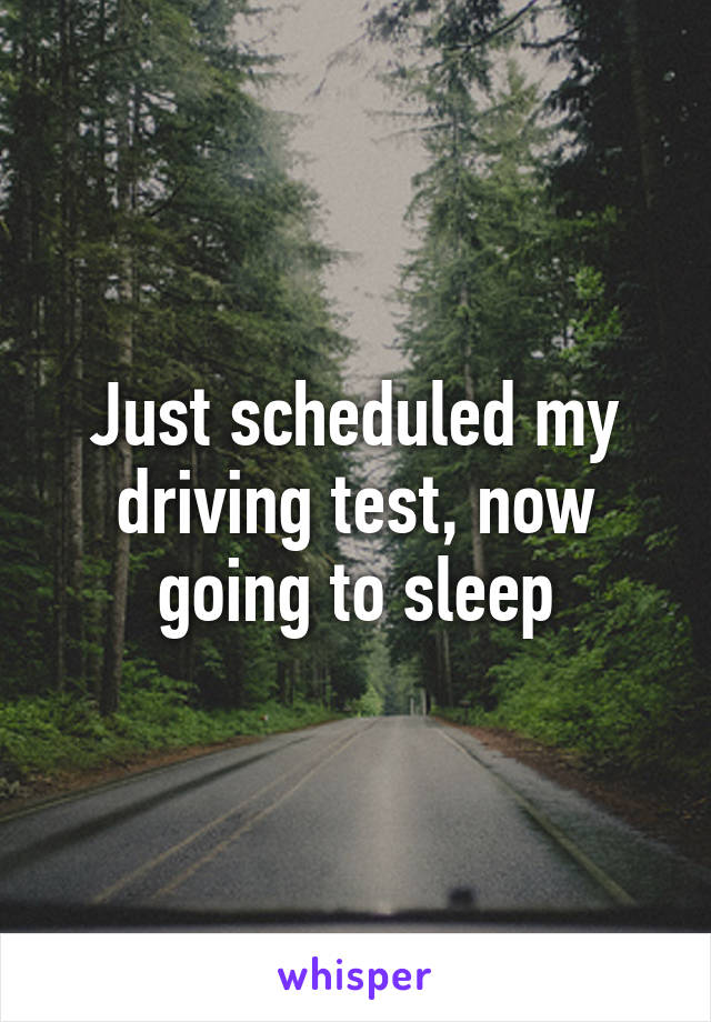 Just scheduled my driving test, now going to sleep