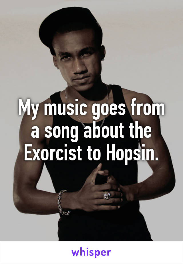 My music goes from a song about the Exorcist to Hopsin.