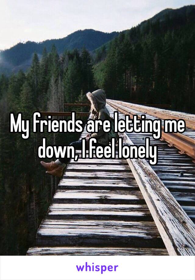 My friends are letting me down, I feel lonely 