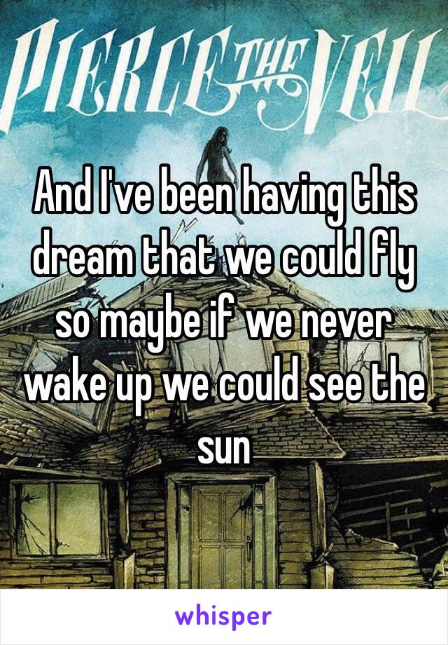 And I've been having this dream that we could fly so maybe if we never wake up we could see the sun 