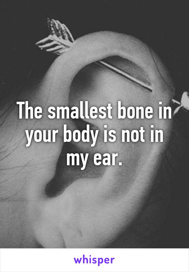 The smallest bone in your body is not in my ear.