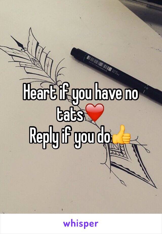 Heart if you have no tats❤️
Reply if you do👍