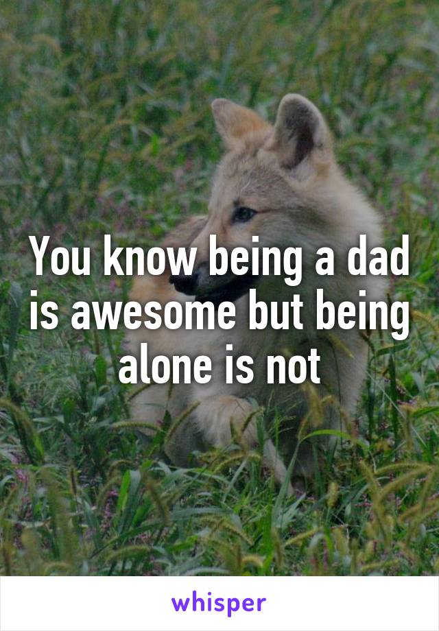 You know being a dad is awesome but being alone is not