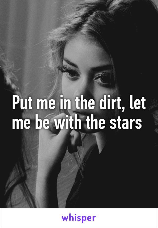 Put me in the dirt, let me be with the stars 