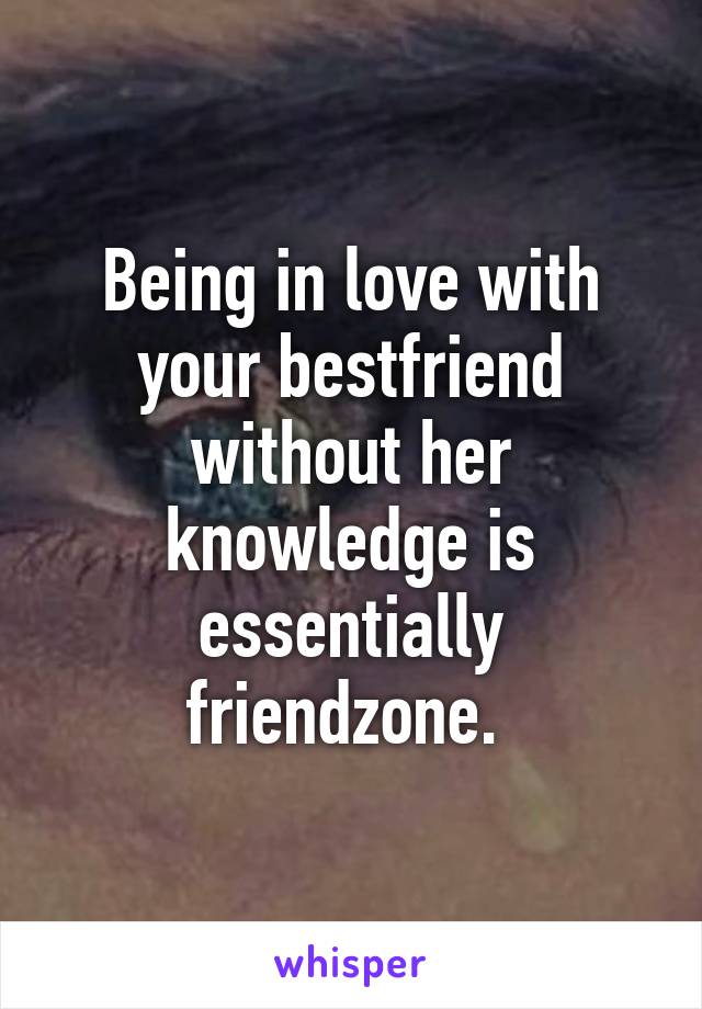 Being in love with your bestfriend without her knowledge is essentially friendzone. 