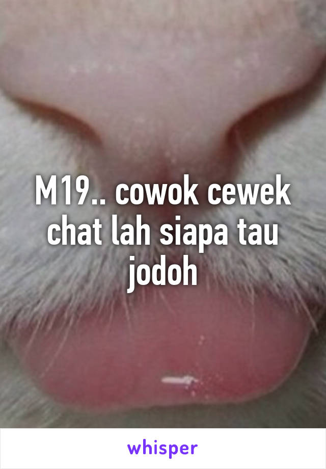 M19.. cowok cewek chat lah siapa tau jodoh