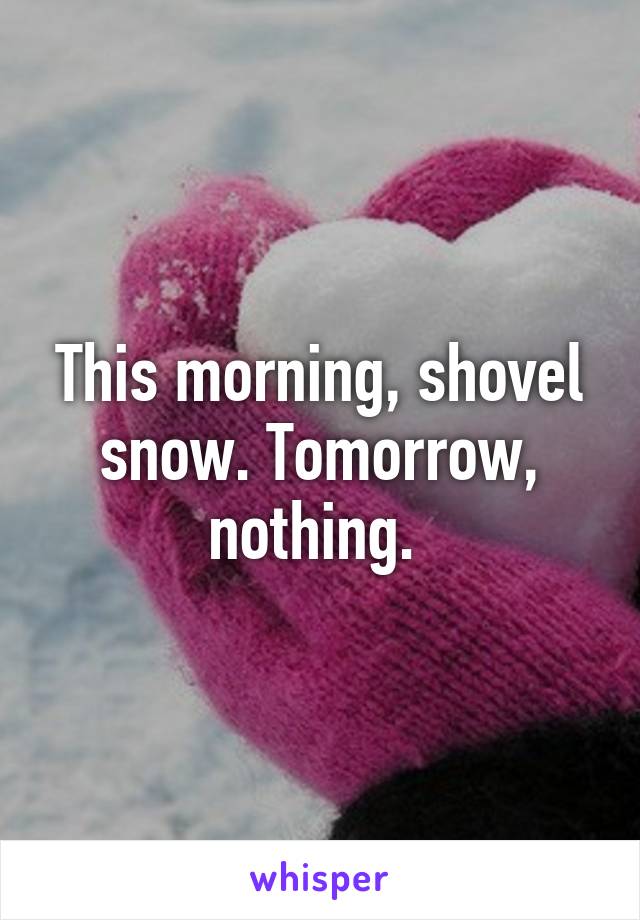 This morning, shovel snow. Tomorrow, nothing. 