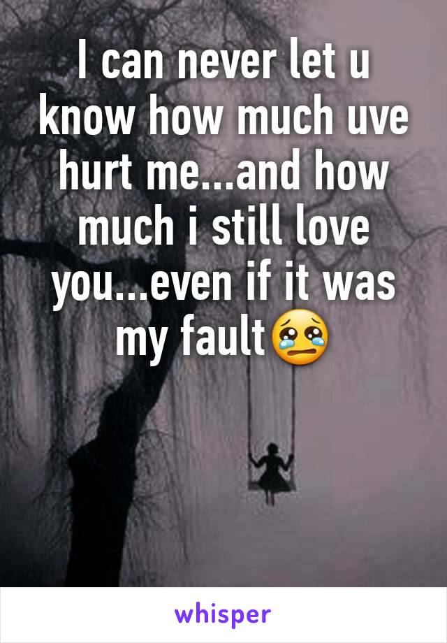 I can never let u know how much uve hurt me...and how much i still love you...even if it was my fault😢