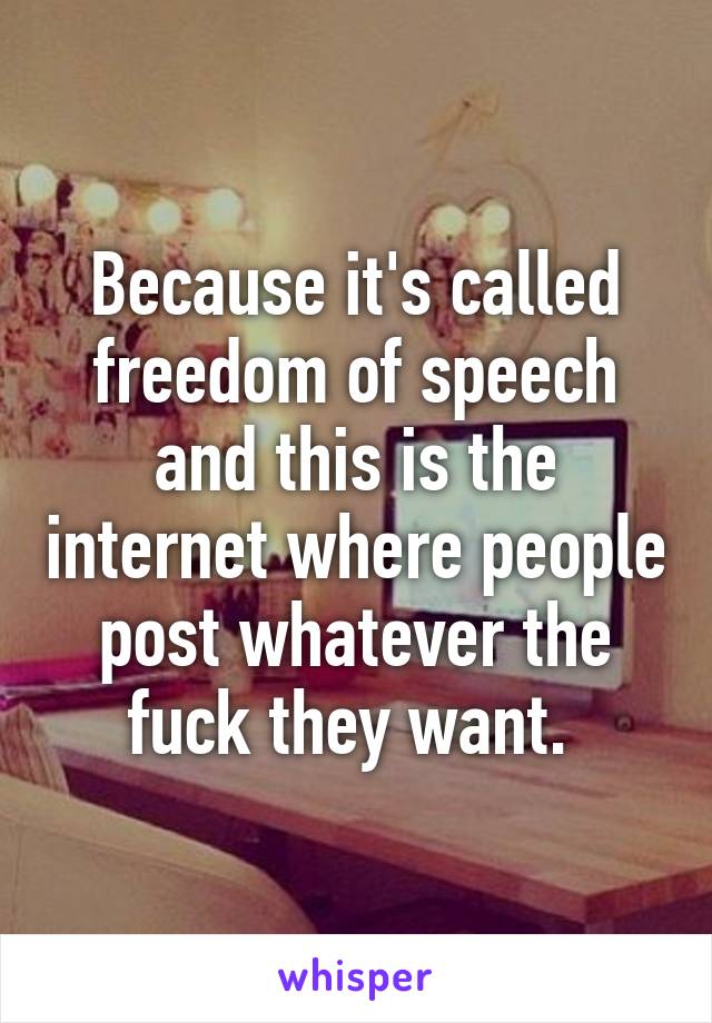 Because it's called freedom of speech and this is the internet where people post whatever the fuck they want. 