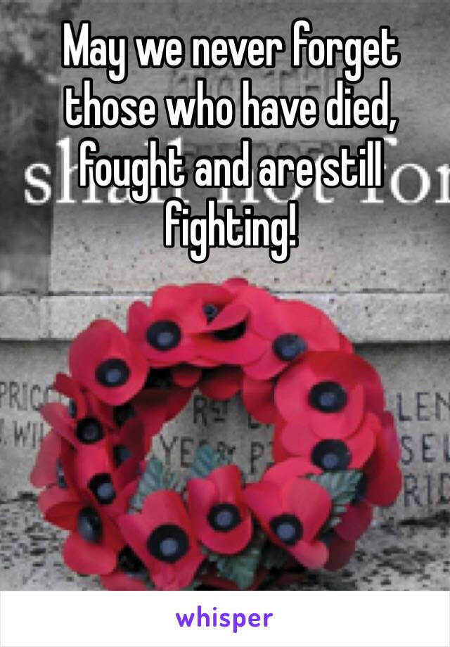 May we never forget those who have died, fought and are still fighting! 