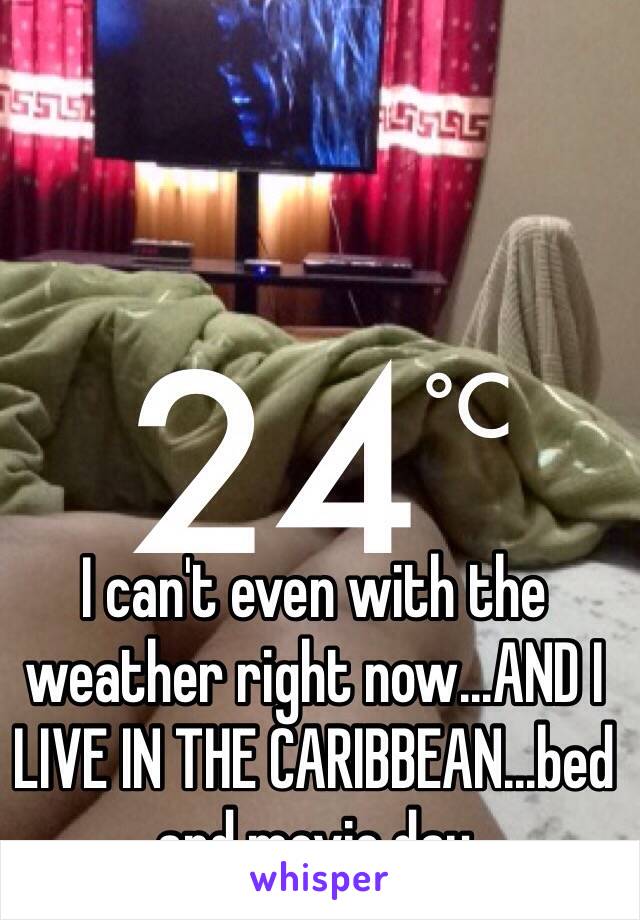 I can't even with the weather right now...AND I LIVE IN THE CARIBBEAN...bed and movie day 