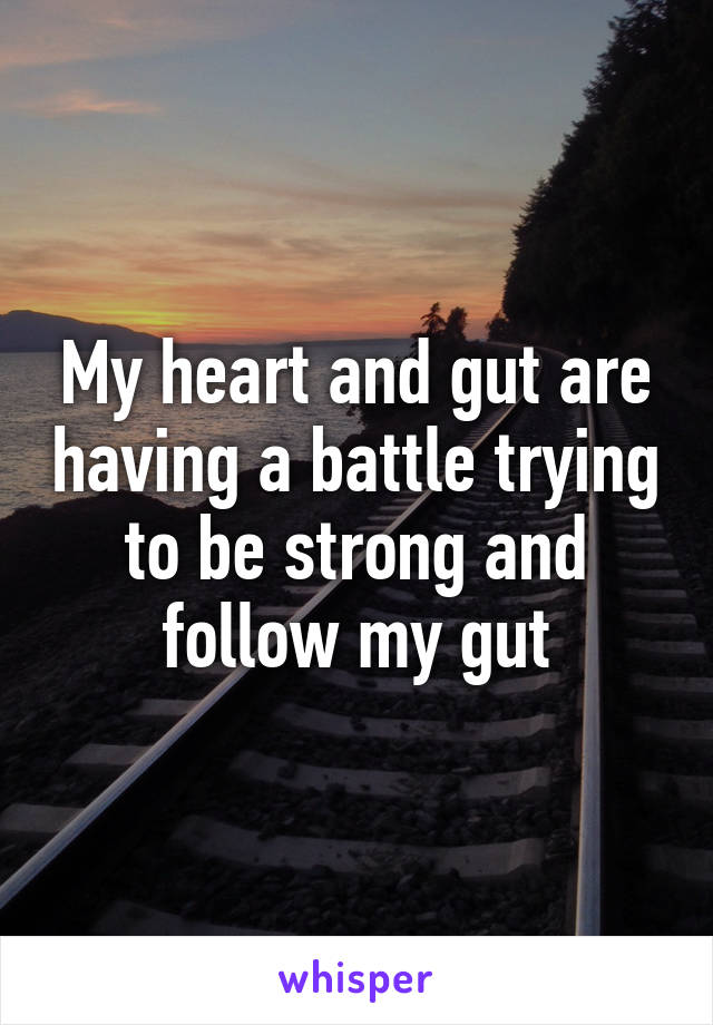 My heart and gut are having a battle trying to be strong and follow my gut