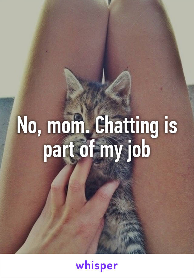 No, mom. Chatting is part of my job