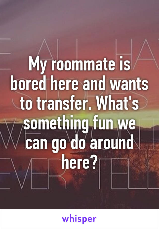 My roommate is bored here and wants to transfer. What's something fun we can go do around here?