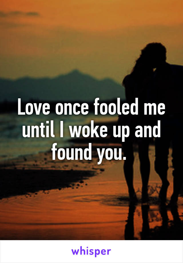 Love once fooled me until I woke up and found you. 