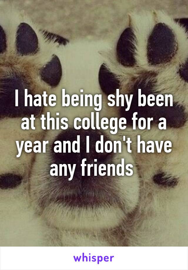 I hate being shy been at this college for a year and I don't have any friends 