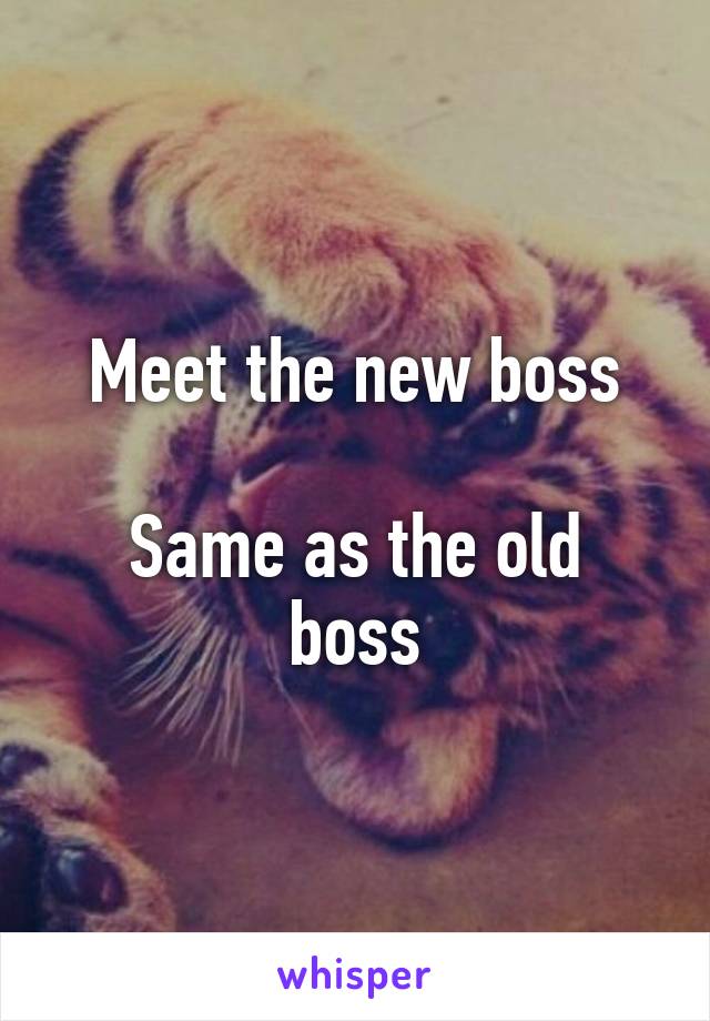 Meet the new boss

Same as the old boss