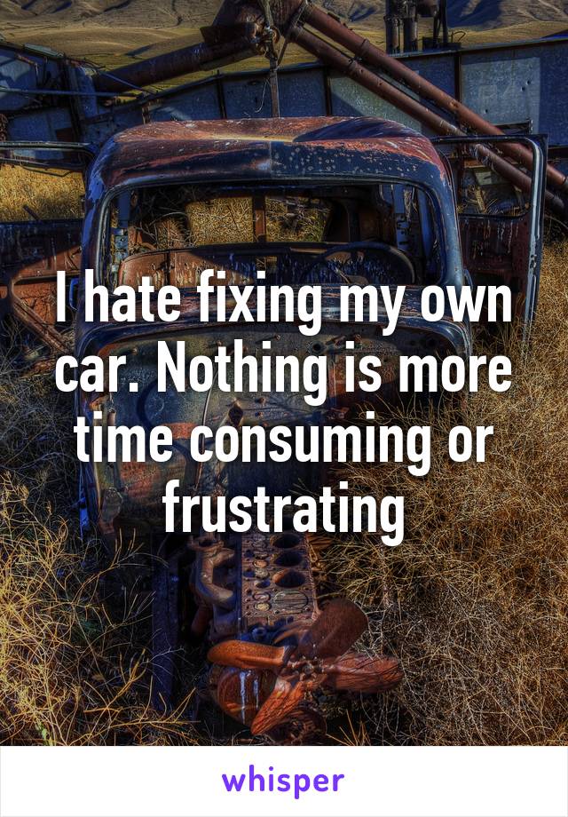 I hate fixing my own car. Nothing is more time consuming or frustrating