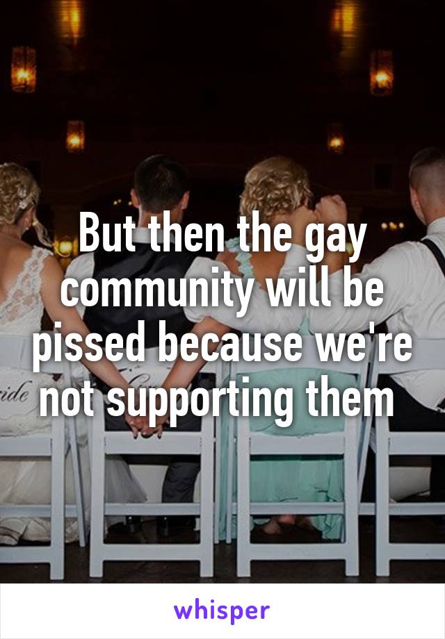 But then the gay community will be pissed because we're not supporting them 