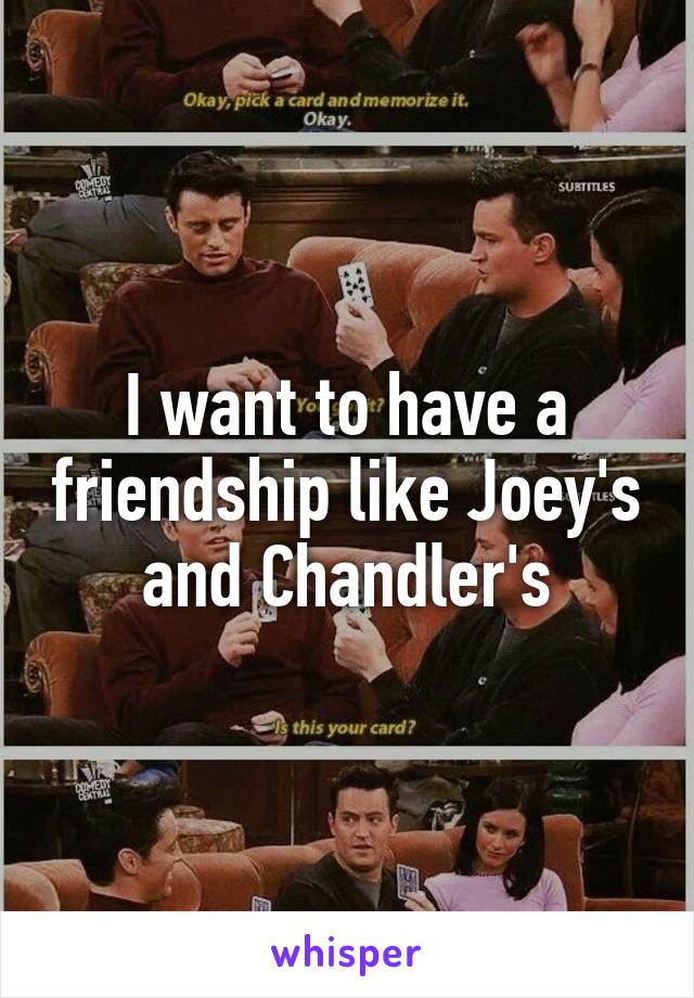 I want to have a friendship like Joey's and Chandler's