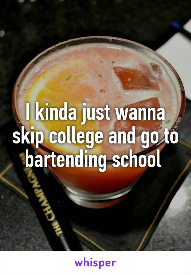 I kinda just wanna skip college and go to bartending school 