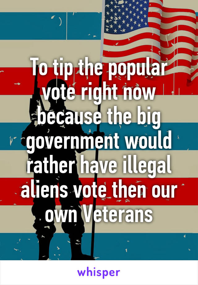 To tip the popular vote right now because the big government would rather have illegal aliens vote then our own Veterans