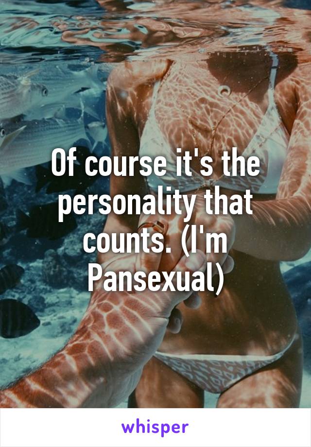 Of course it's the personality that counts. (I'm Pansexual)