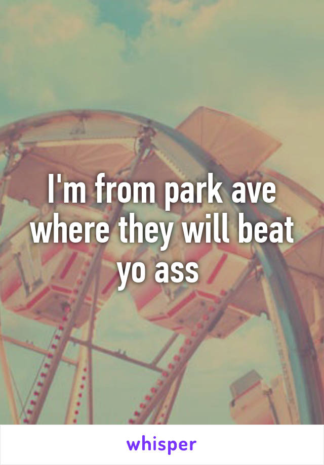 I'm from park ave where they will beat yo ass 