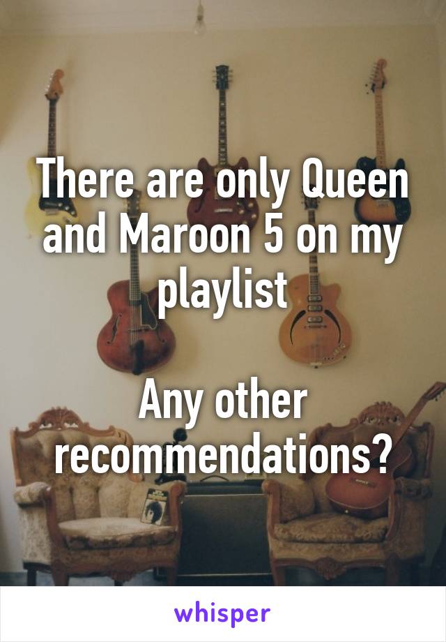 There are only Queen and Maroon 5 on my playlist

Any other recommendations?