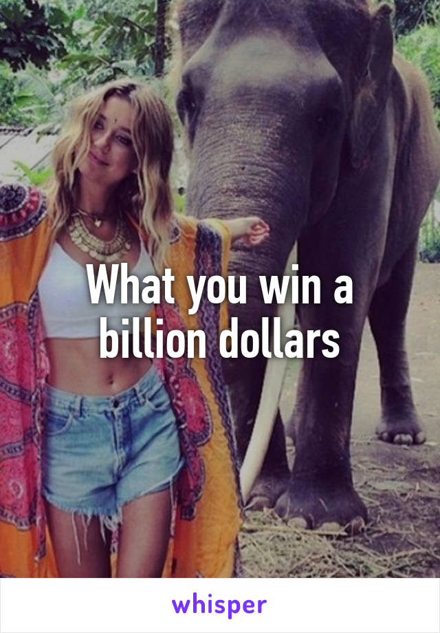 What you win a billion dollars