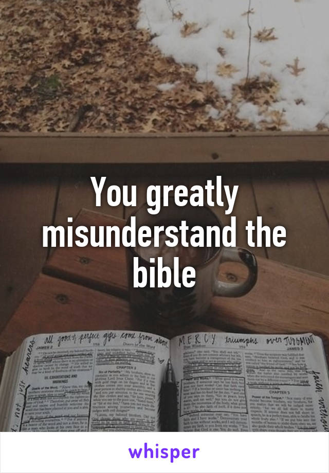 You greatly misunderstand the bible