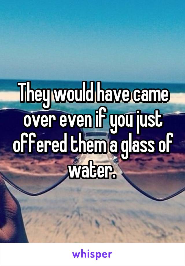 They would have came over even if you just offered them a glass of water. 
