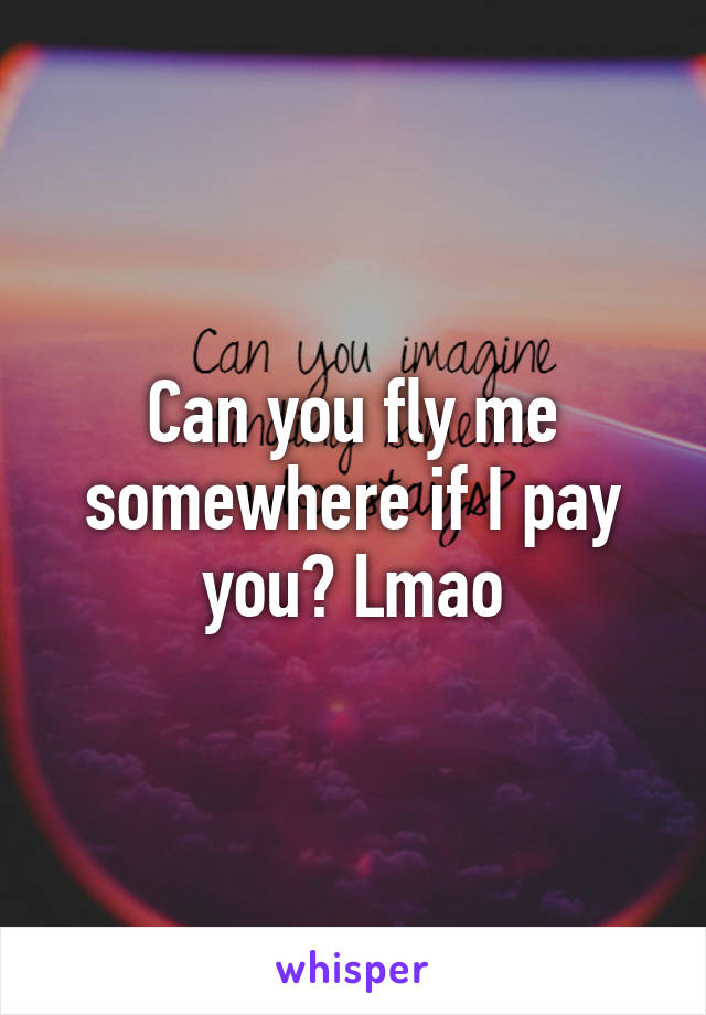 Can you fly me somewhere if I pay you? Lmao